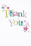 A gentle, genuine sense of joy infuses this thank you card, as if each element was created to honour the simple, sincere gratitude felt among friends in Longford. The phrase 'Thank You' is rendered in lively, inviting drop caps-each letter a medley of colour and texture: shimmering silvers, sunny yellows, lush greens, and vibrant blue hues, all reminiscent of Longford's cheerful gardens in bloom. Intricate details-dotted patterns and softly stitched lines-whisper of handcrafted care, much like the bouquets arranged daily by our local florists. Around the message, scattered stars in pink, teal, and metallic silver orbit gently, conjuring images of celebratory evenings by the canal or festive gatherings in the village hall. The paper's pristine white background offers a sense of openness and calm, letting each cheerful detail shine without clutter. Evoking heartfelt appreciation, the card feels as personal and touching as a handwritten note delivered alongside fresh flowers, making every thank you sent in Longford a moment to be cherished.